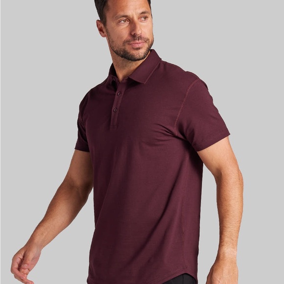 BYLT Basics | Drop Cut Lux Polo Shirt XL Red Burgundy Short Sleeve - Picture 5 of 10